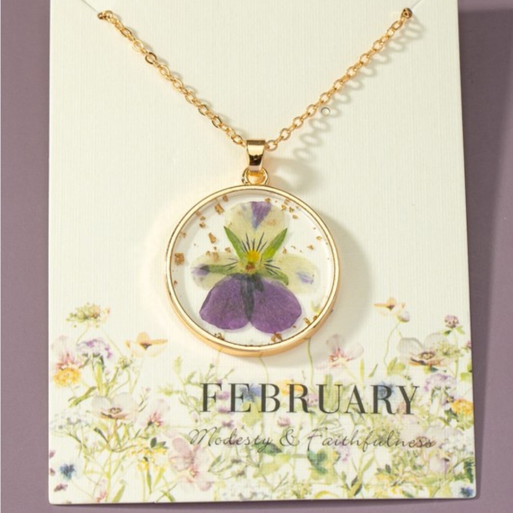 Handmade Birth Month Flower Necklace: February